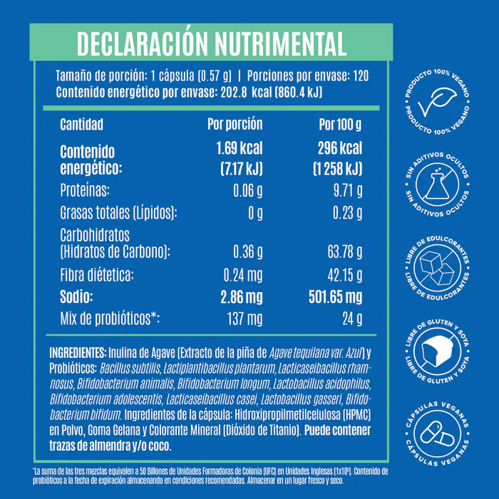Premium All-In-One Probiotic - Probióticos con 50 Billones de UFC - 60 Cápsulas