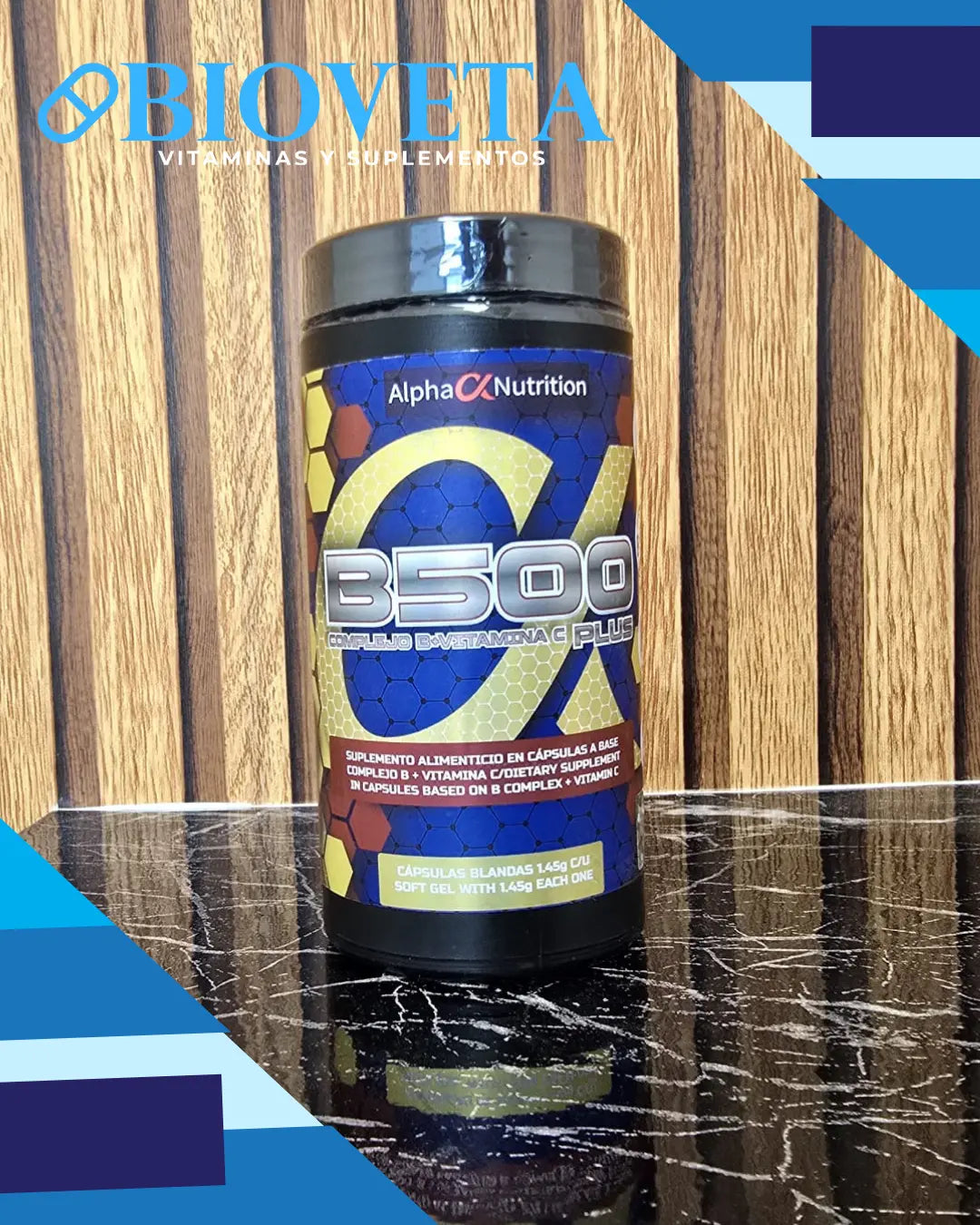 ALPHA B500 COMPLEJO B + VITAMINA C PLUS 60 CAPS Bioveta