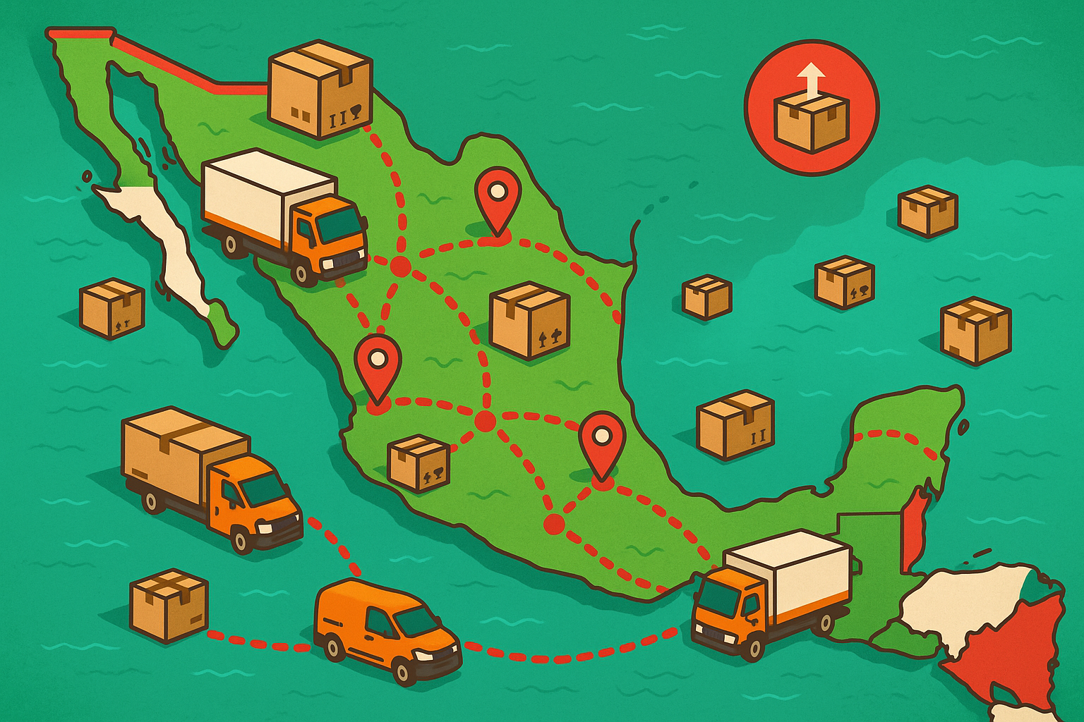 Generame una imagen para representar envios a todo mexico